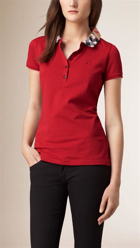 women's burberry collar shirt|check collar polo shirt Burberry.